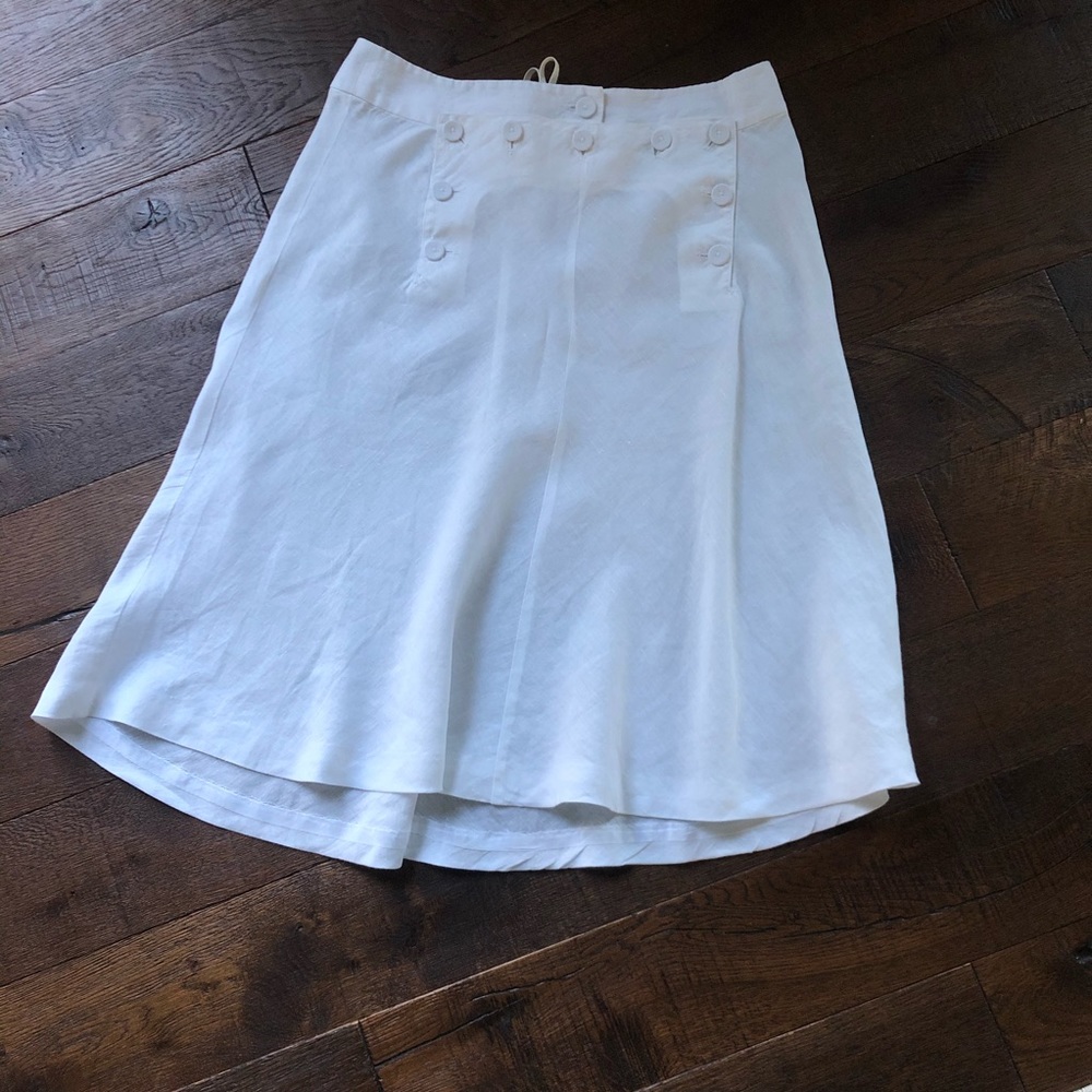 J. Crew White Flowy Linen Skirt Flare Size 8